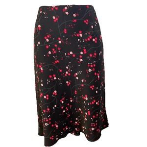 Y2K Slip Skirt Black Midi Dainty Floral Fairy Whimsical Romantic 90s Grunge 9/10